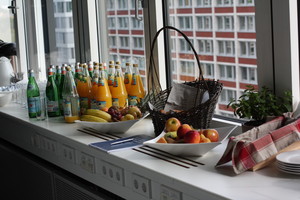 brunch set-up with mimosas