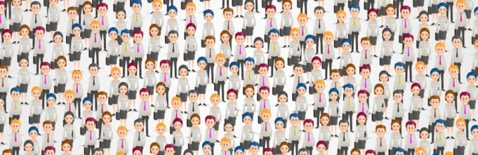 Illustration of many business people standing together
