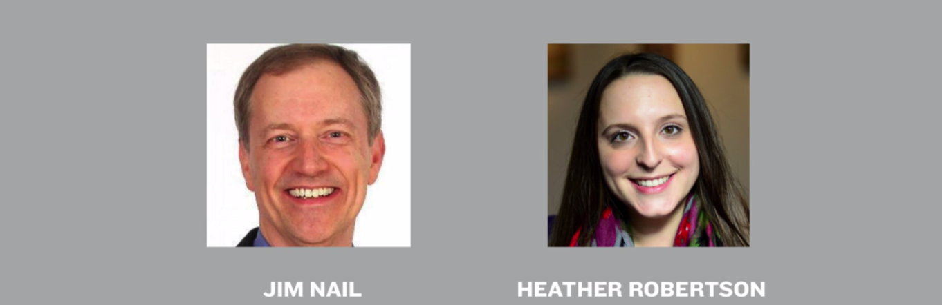 Webinar speakers including, 'Jim Nail, Principal Analyst at Forrester and Heather Robertson, Director of Video at Centro'