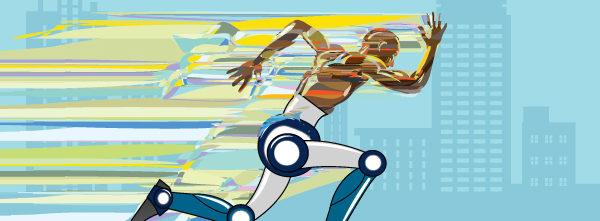 half man half machine sprinting