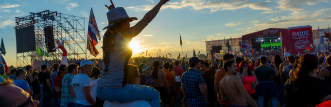 Music festival with people listening