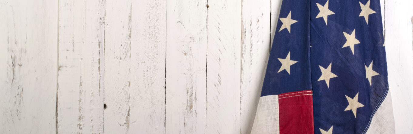 American flag on wall