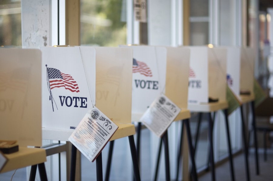 Voting booths at Hermosa Beach City Hall during California Primary.