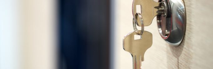 Close up of key in a lock