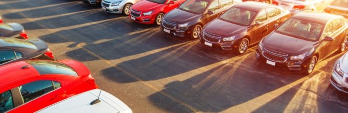 Cars parked in a parking lot.