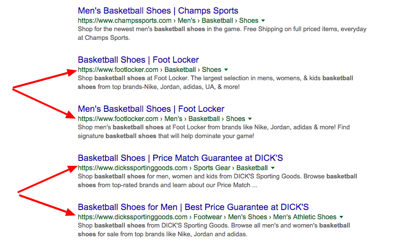 brand authority via SEO -- appearing multiple times in search