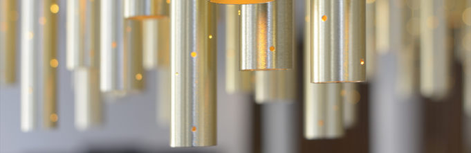 Beautiful gold lights hanging from ceiling