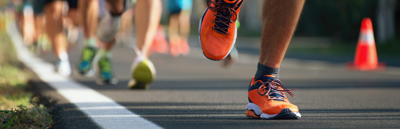 gym shoes running on a track
