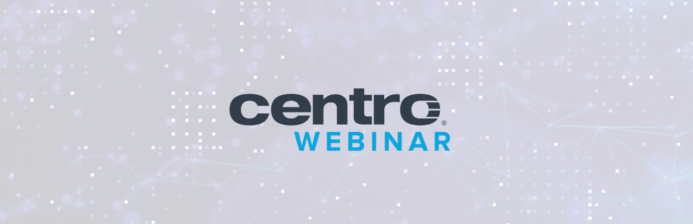 "Centro Webinar" logo overlaid on a background of data points