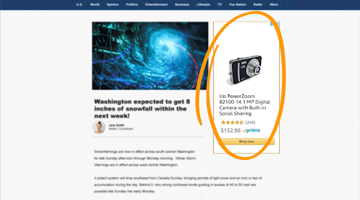 Amazon sponsored display example