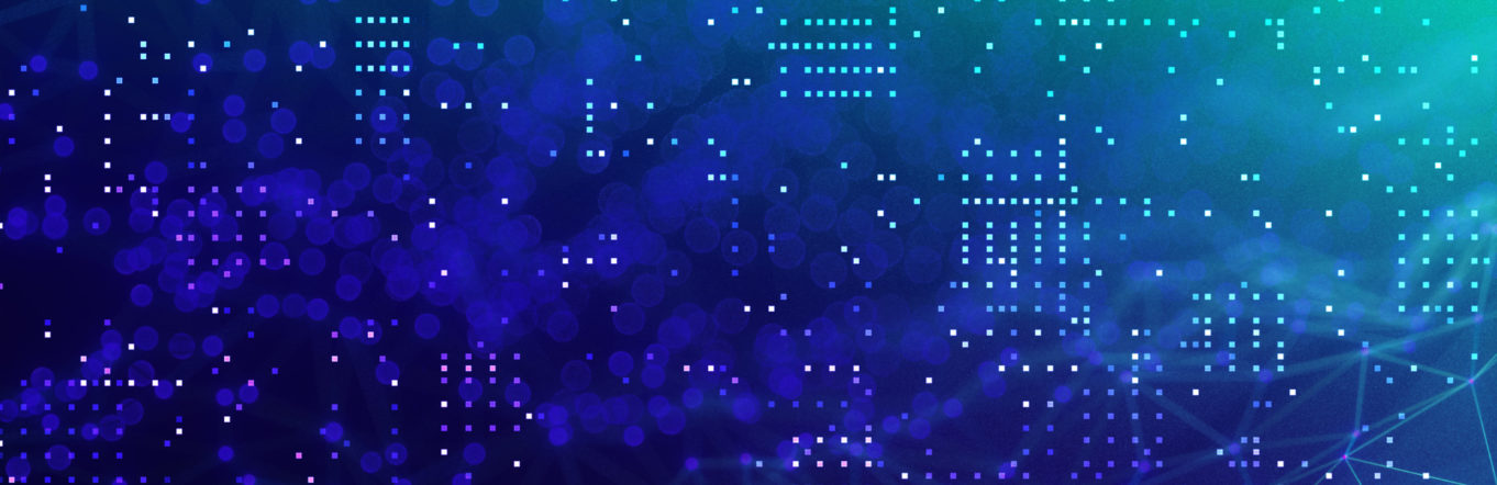 Data points on a blue background