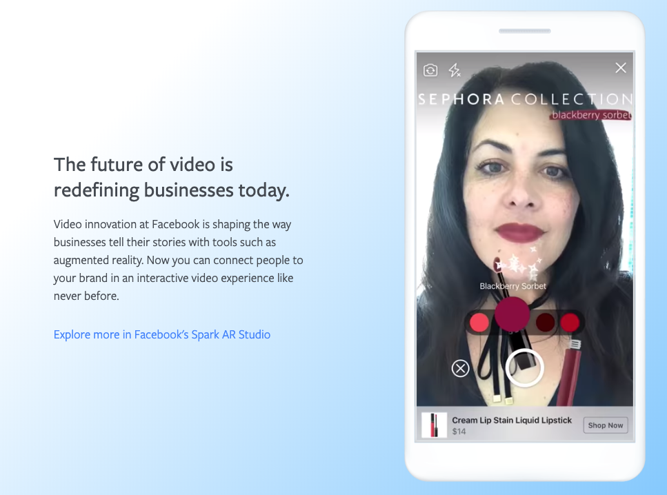 Facebook AR and product engagement example