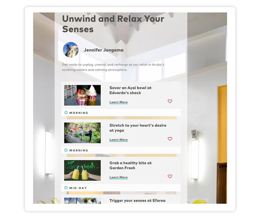 Interactive booking for places and experiences