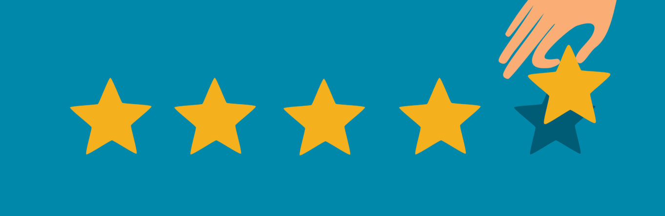 Five gold stars on a blue background