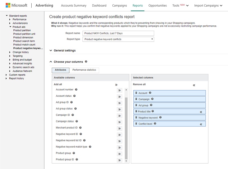 Bing Keyword Conflicts Report