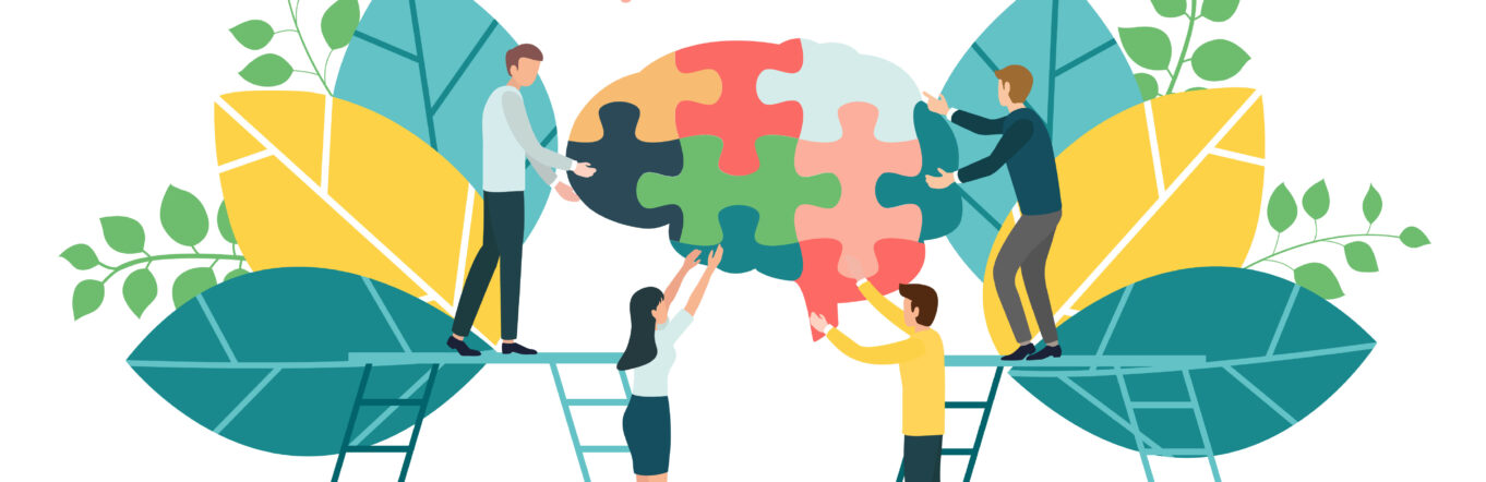 Illustration of people working on mental health