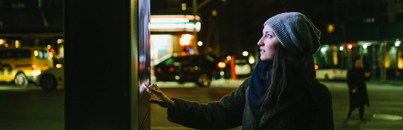Woman looking at a display ad