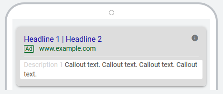 Screenshot of a Google Ad callout extension
