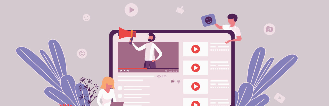 Illustration of native ads popping out from a computer screen
