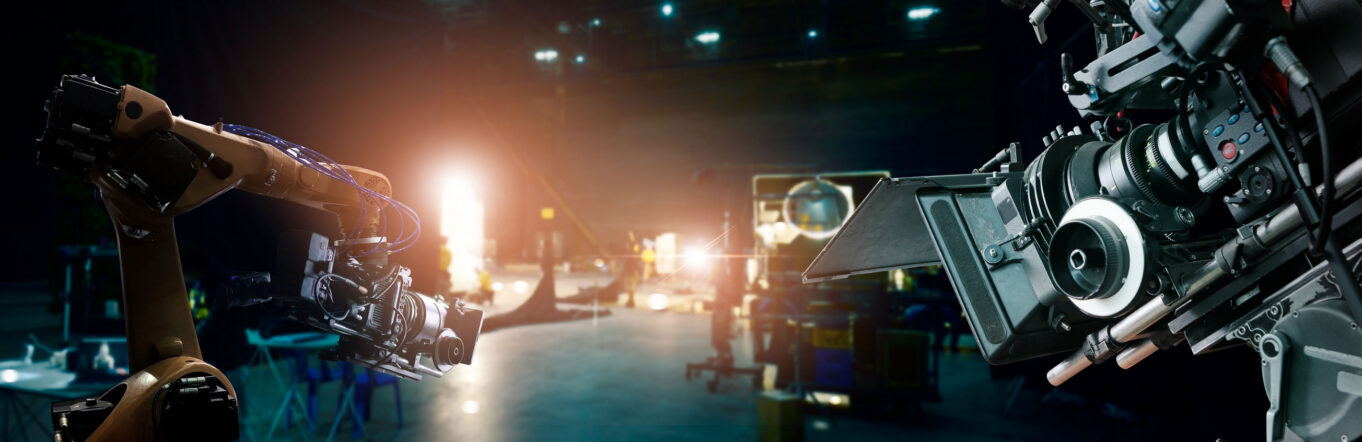 Robotics automatic arms machine of making movie and TV commercial in studio.