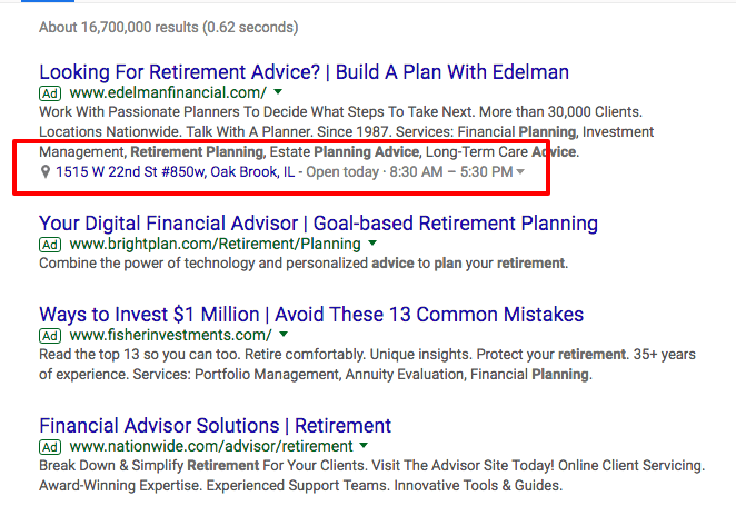 Google Ads extensions: location and call
