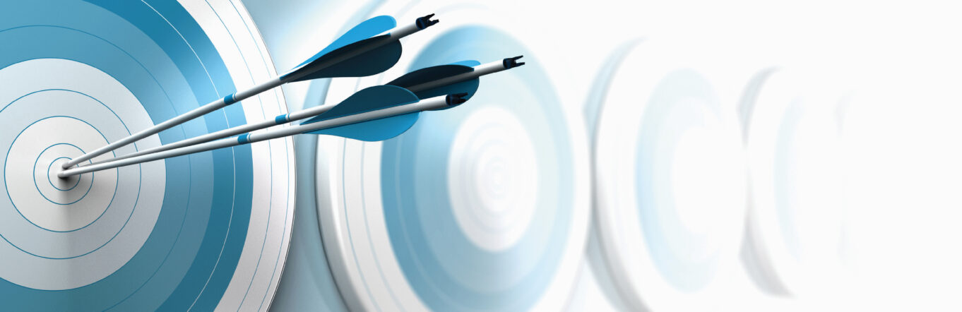Illustration of arrows stuck in the middle of a target