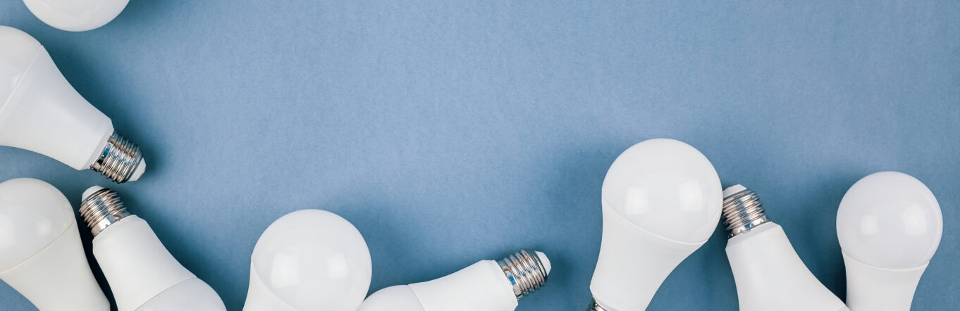 Lightbulbs on blue background