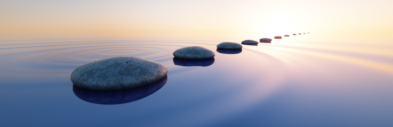Stepping stones across a body of water