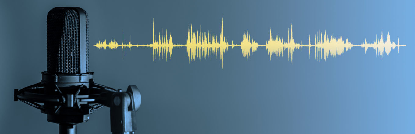 Podcasting microphone and audio wave
